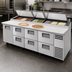 Thumbnail image #3 for True 119-1/4-Inch 4-Section Pizza Prep Table with 1 Door, 6 Drawers, and Self-Contained Side-Mounted Refrigeration