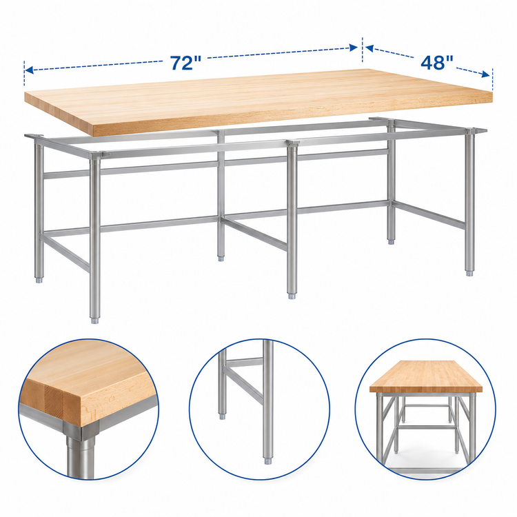 Product image #3 for John Boos Stainless Steel Baker's Table Frame for 72 x 48-Inch Top