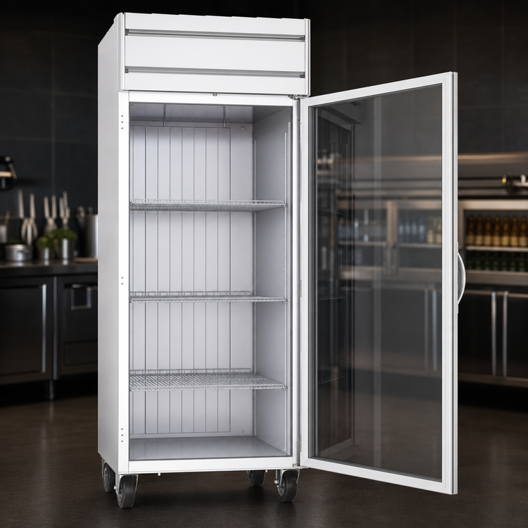 Product image #3 for Beverage-Air Horizon Series 1-Section Top-Mount Reach-In Refrigerator with Wide Right-Hand Hinged Glass Door