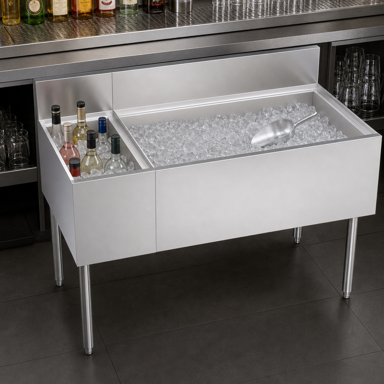 Product image #3 for Krowne Royal Series 48-Inch Stainless Steel Underbar Multi-Station Ice Bin with Bottle Well