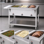 Thumbnail image #3 for Duke Manufacturing Aerohot E303SW Electric Hot Food Station, 3 Sealed 12 x 20 in Wells, Stainless Steel Open Base, Carving Board