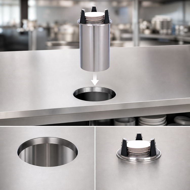 Product image #3 for Eagle Group Director's Choice Drop-In Shielded Dish Dispenser for 10-1/4 to 11-7/8 Inch Round Plates