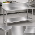 Thumbnail image #3 for Duke Manufacturing 314S-3684-10R 84-Inch Stainless Steel Work Table with 10-Inch Riser, Undershelf, and 36-Inch Height