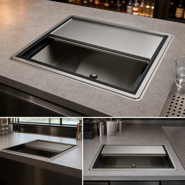 Product image #3 for Krowne Large Drop-In Ice Bin with 10-Circuit Cold Plate, 27 x 20 Inch, 73 lb. Capacity