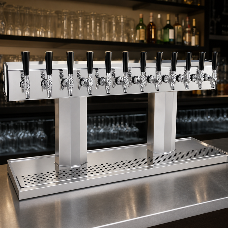 Product image #3 for Glastender Countertop Tee Draft Dispensing Tower, 12-Faucet, Glycol-Cooled, Dual-Column