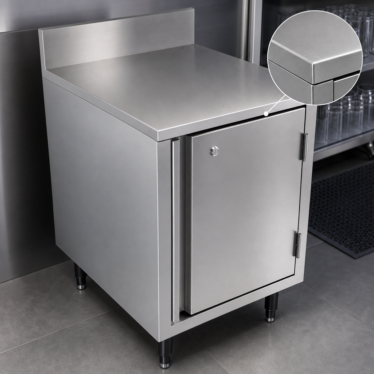 Product image #4 for BK Resources Well Series Flat Top Stainless Steel Underbar Cabinet with Hinged Locking Door, 21 Inch W x 18 Inch D