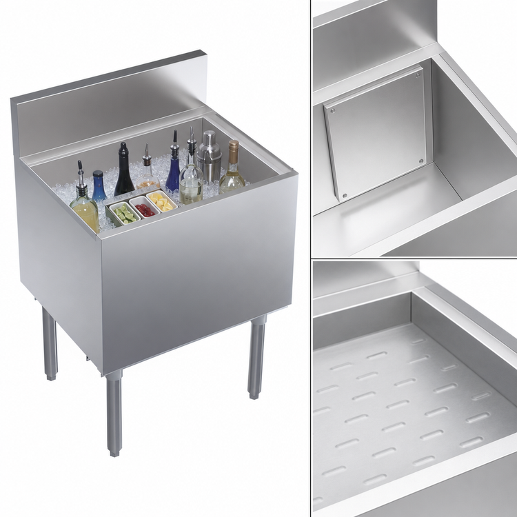 Product image #3 for Royal Series Built-In Underbar Ice Bin/Cocktail Unit with 10-Circuit Cold Plate, 24 x 19 Inch