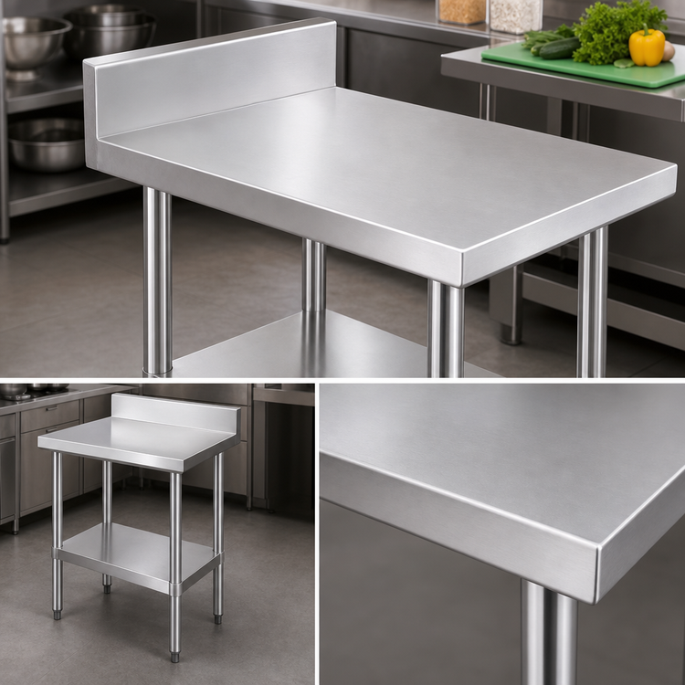 Product image #3 for Stainless Steel Work Table with Undershelf and 2-Inch Rear Backsplash, 30 x 18 x 34 Inches