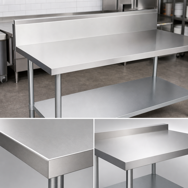 Product image #3 for Duke 108-Inch x 30-Inch Stainless Steel Work Table with 10-Inch Riser and Galvanized Undershelf