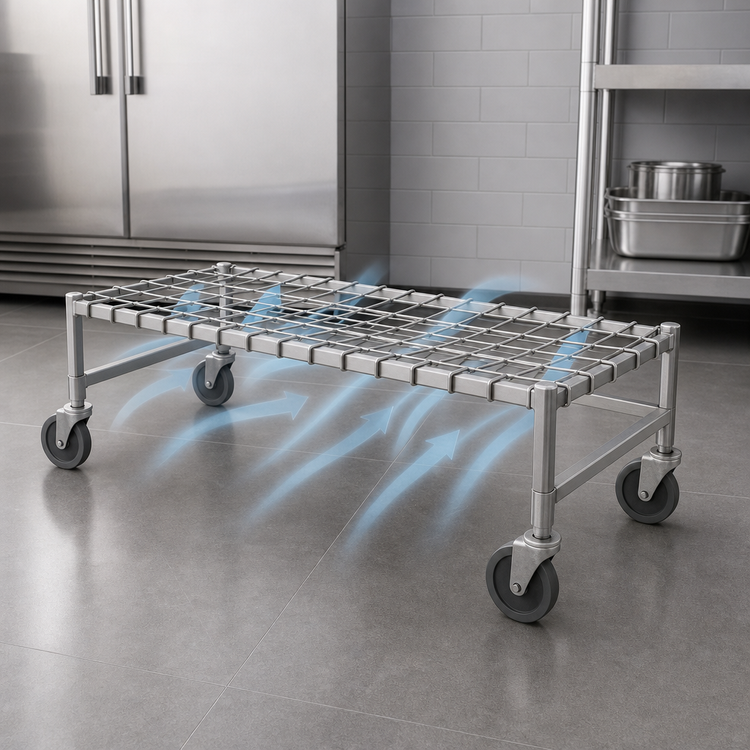 Product image #3 for EagleGard Mobile Wire Dunnage Rack with 5-Inch Casters, 60W x 24D x 14H, 800 lb. Capacity