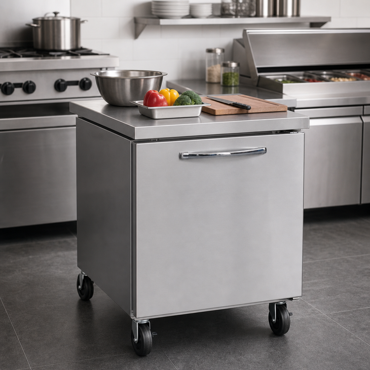 Product image #3 for Continental Refrigerator 27-Inch One-Section Work Top Freezer, 7.4 Cu. Ft., Stainless Steel Flat Top