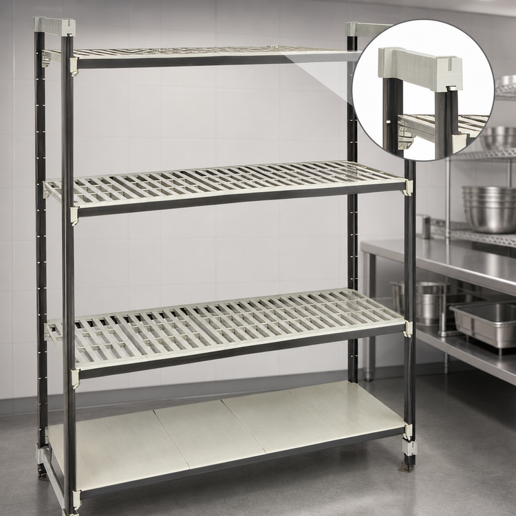 Product image #3 for Camshelving Elements XTRA High Density Top Rail Stationary Starter Unit, 21 x 36 x 81 Inches, 4-Tier, 3 Vented + 1 Solid Shelves