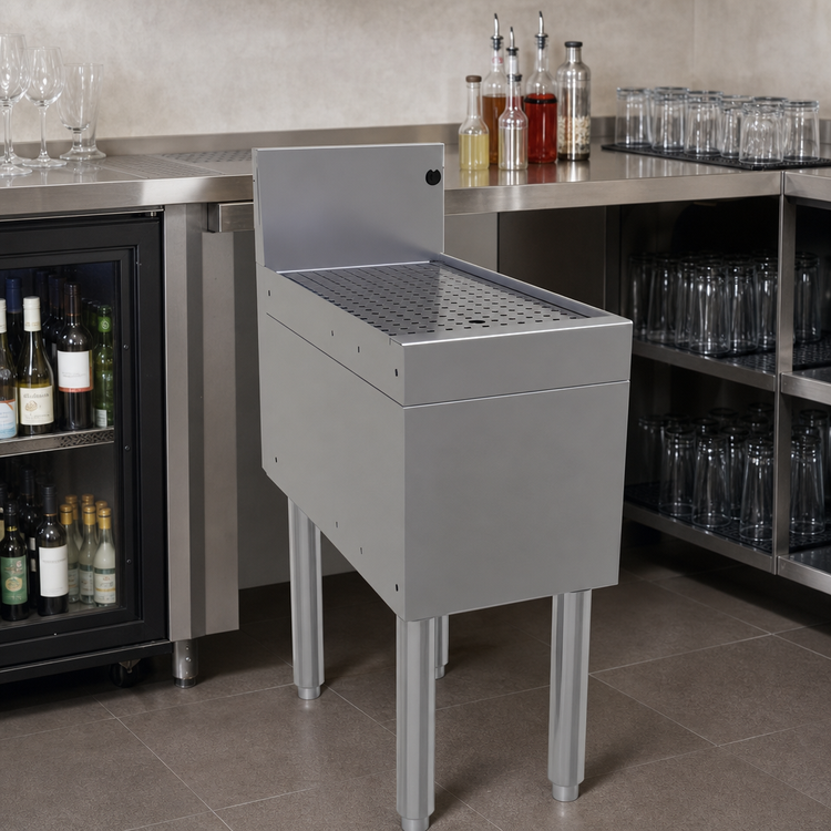 Product image #3 for Glastender Freestanding Underbar Stainless Steel Drainboard, 12 x 24 Inches, 7-Inch Splash