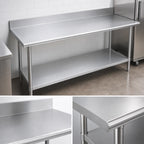 Thumbnail image #3 for Duke Manufacturing 416-3060-5R 60 x 30 Inch 16-Gauge 400 Series Stainless Steel Work Table with 5-Inch Riser and Galvanized Undershelf