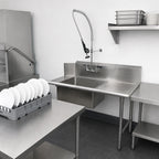 Thumbnail image #3 for BK Resources BKSDT-26-R-SS-P3-G 26-Inch Straight Right-to-Left Soiled Dish Table, 18-Gauge 304 Stainless Steel, 20 x 20 x 8-Inch Bowl