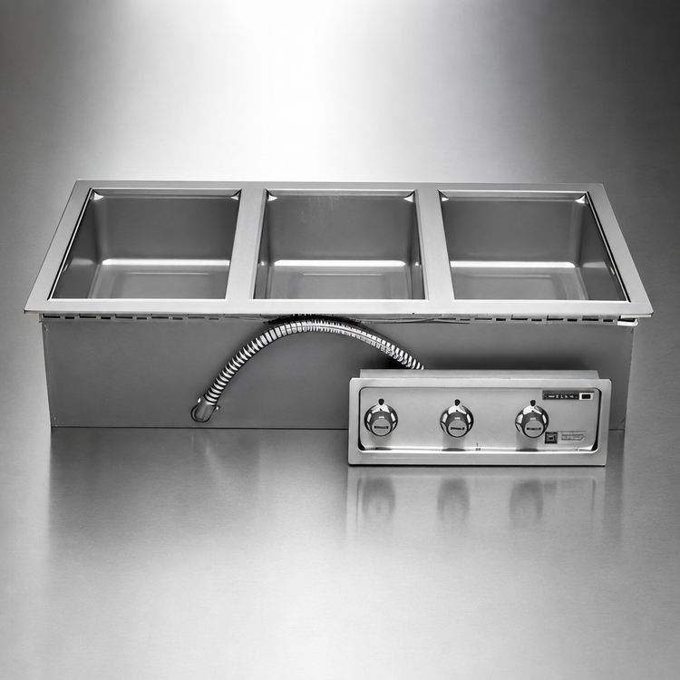 Product image #3 for Wells MOD300D Three-Well 12 x 20 Inch Top-Mount Built-In Electric Food Warmer with Drains