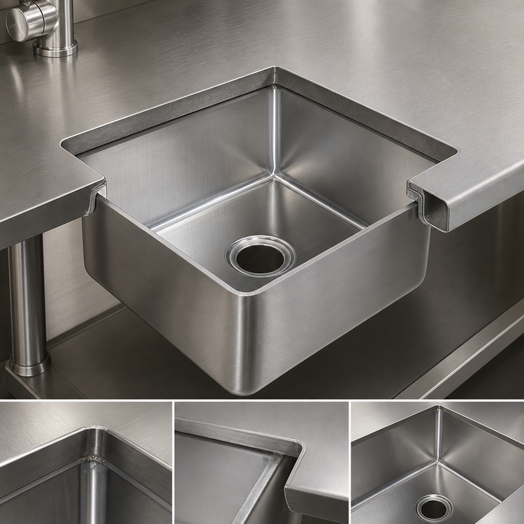 Product image #3 for John Boos Weld-In Undermount Sink, 1-Compartment, 14 x 16 x 12 Inches, 14-Gauge Stainless Steel