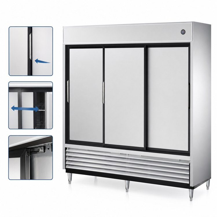 Product image #3 for True TSD-69-HC 3-Section Reach-In Solid Sliding Door Refrigerator