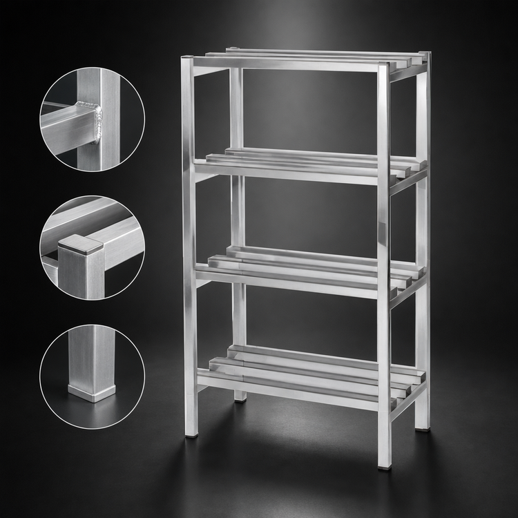Product image #3 for Lifetime Tough Heavy-Duty Channel Style 4-Shelf Aluminum Dunnage Shelving Rack, 72W x 20D x 64H