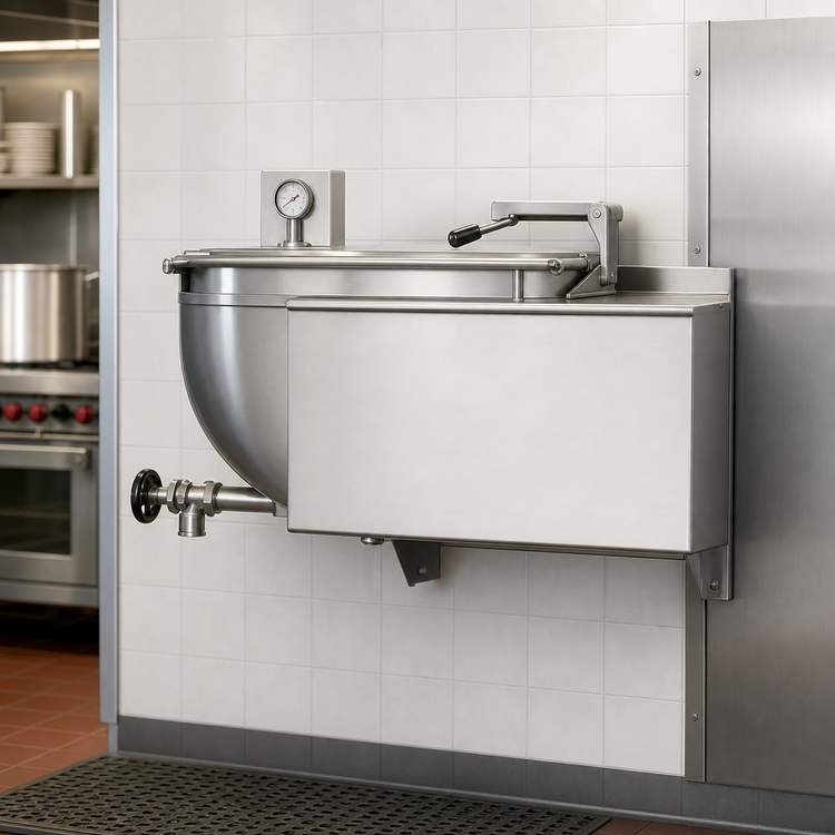 Product image #3 for Legion LSWC-25 25-Gallon Stationary Direct Steam Wall-Mount Kettle