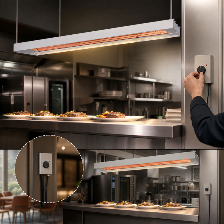 Product image #3 for Nemco 6155-36-DL 36 Inch Dual Remote-Controlled Infrared Strip Heater with Lights, 120V
