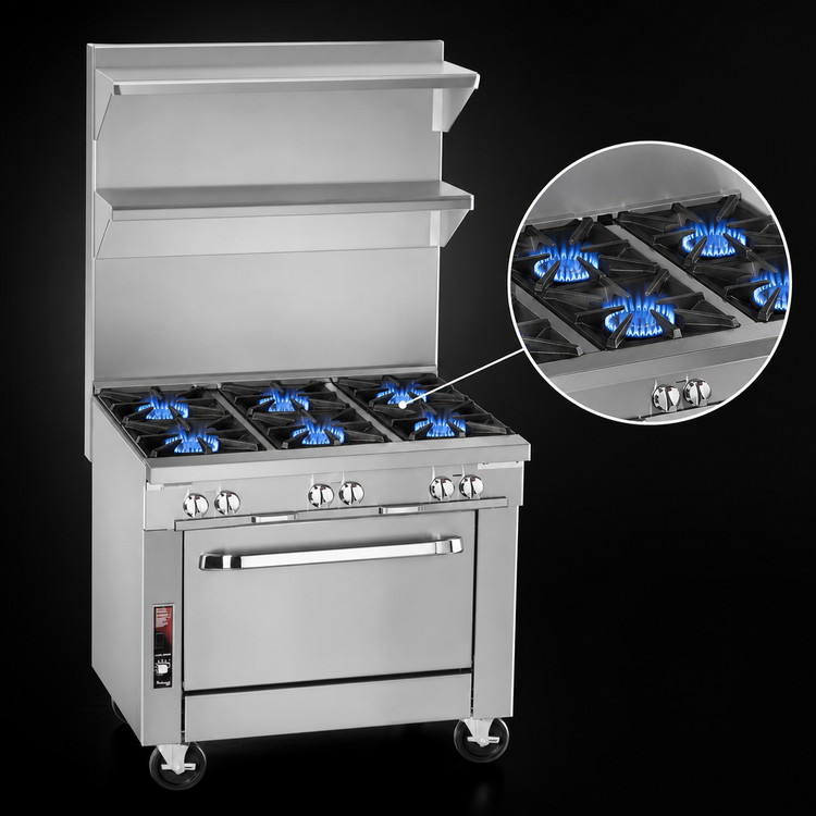 Product image #3 for Southbend Platinum 36-Inch Heavy Duty Gas Sectional Range with Cabinet Base and Six Open Burners