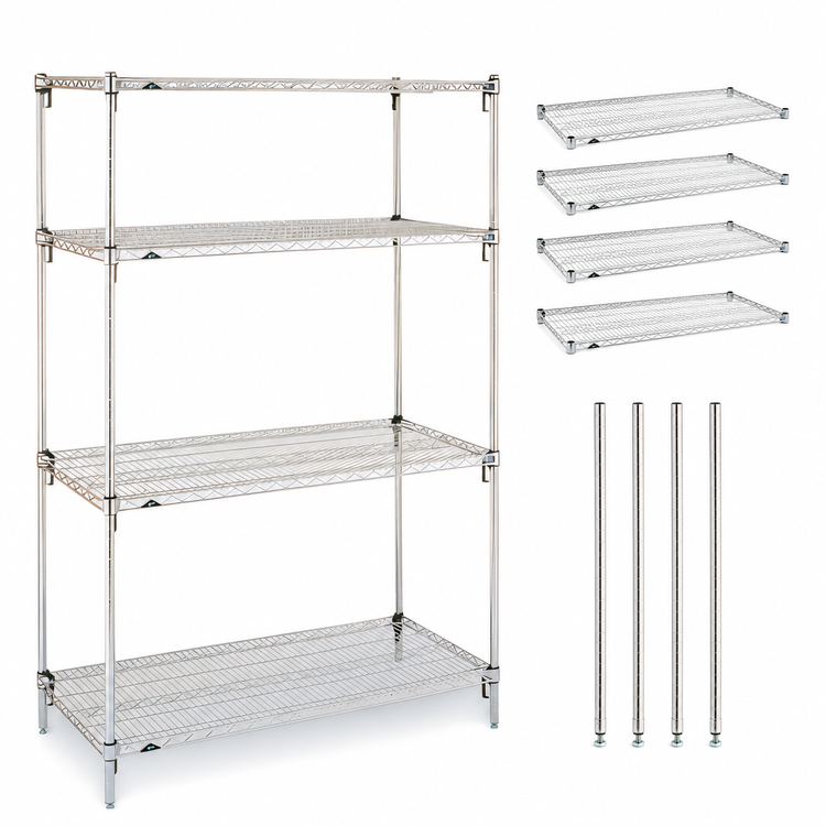 Product image #3 for Metro Super Erecta 48"W x 24"D x 63"H 4-Shelf Chrome-Plated Wire Shelving Starter Unit