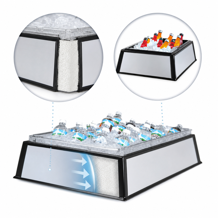 Product image #3 for Cal-Mil Econo-Tuff Insulated Ice Pan Housing with Polycarbonate Pan, 18 x 26 x 6 Inches, Black