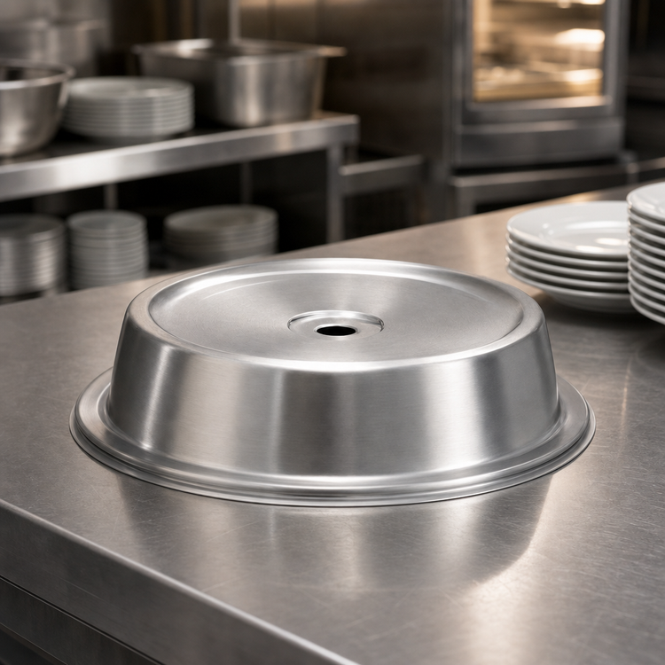 Product image #3 for Vollrath Stainless Steel Satin Finish Round Plate Cover for 12 5/16" to 12 3/8" Plates