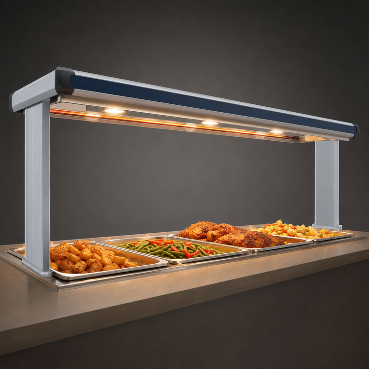 Product image #3 for Hatco Glo-Ray Designer Dual Strip Heat Lamp with Lights, 75-1/2-Inch Wide, High-Wattage Infrared, Aluminum