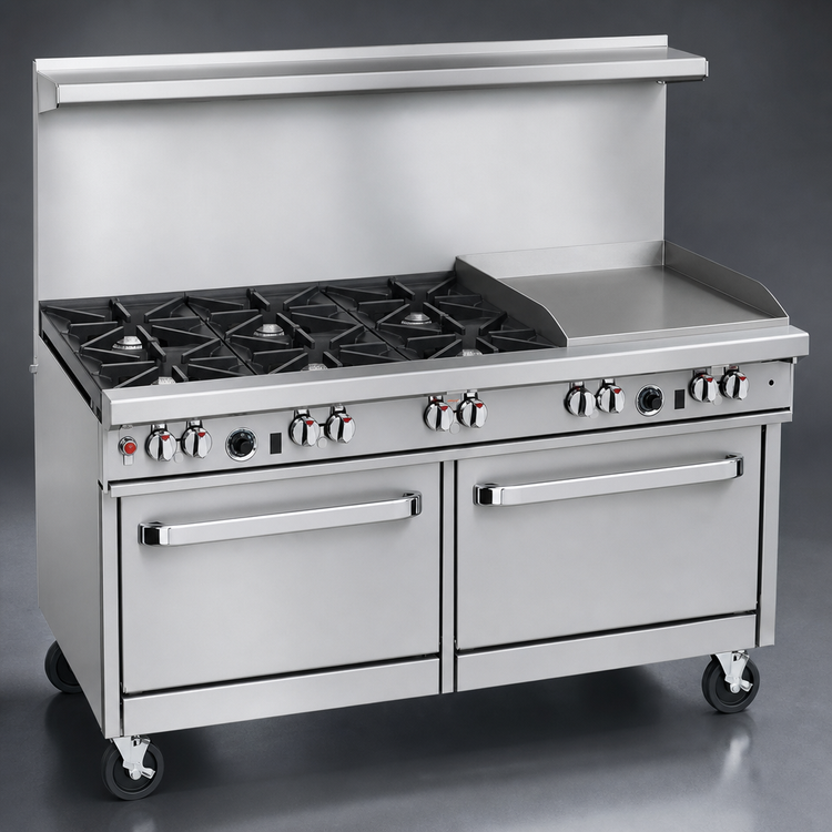 Product image #3 for Southbend Ultimate 60-Inch Gas Restaurant Range with 4 Non-Clog Burners, 36-Inch Griddle, Standard Oven, and Convection Oven