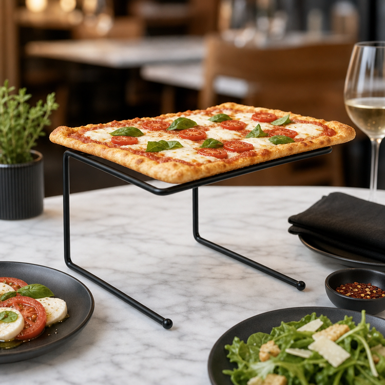 Product image #3 for American Metalcraft Universal Rectangular Black Pizza Stand, 9 x 8 x 7 Inches