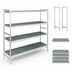 Thumbnail image #3 for Fermostock 4-Tier Perforated Stationary Starter Shelving Unit with Removable Polymer Inserts, 59 x 18 x 66 Inches