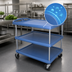 Thumbnail image #3 for Metro myCart Series 3-Shelf Open-Base Polymer Utility Cart, 26 x 36, Blue Microban
