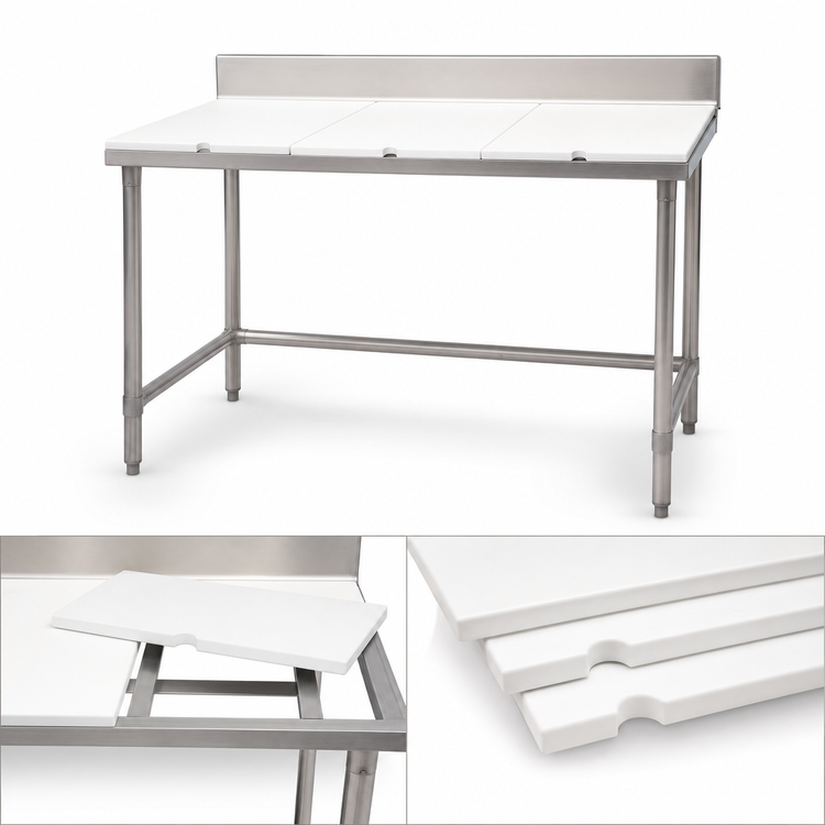Product image #3 for Eagle Group BT3684S 84" x 36" Poly Top Boning Table with 4" Stainless Steel Backsplash