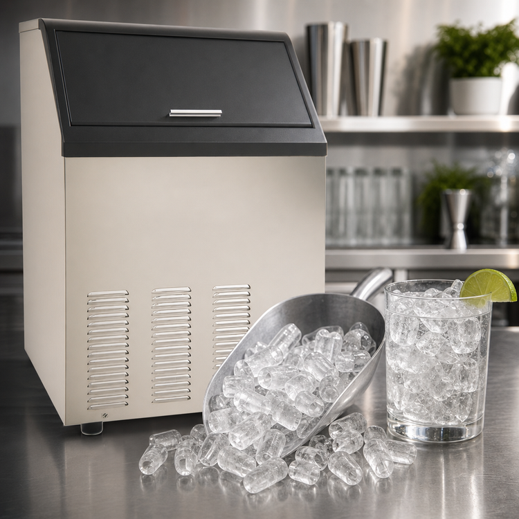 Product image #3 for Maxx Ice Self-Contained Bullet Ice Machine with Bin, Air-Cooled, 110 lb. Daily Production, 35 lb. Storage