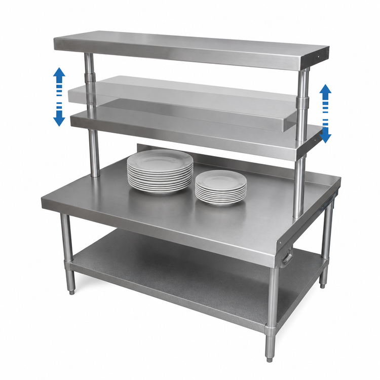 Product image #3 for BK Resources EQ-PS48 Adjustable Stainless Steel Plate Shelf for EQ-WS48 Work Shelf