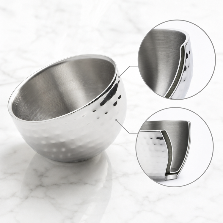 Product image #3 for American Metalcraft Hammered Double-Wall Angled Stainless Steel Sauce Cup, 5 oz