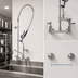 Thumbnail image #3 for T&S Brass EverSteel 8-Inch Wall Mount Pre-Rinse Mixing Faucet with 12-Inch Swing Nozzle and 44-Inch Hose