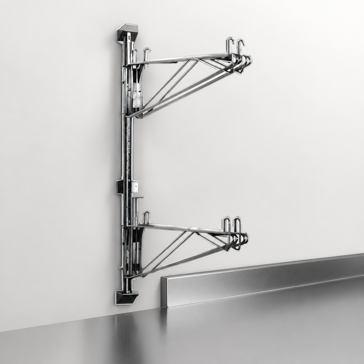 Product image #3 for Eagle Group Adjustable Post Wire Wall-Mounted Prepackaged Mid Unit, 18-Inch Shelf Width, 33-Inch Post, Chrome