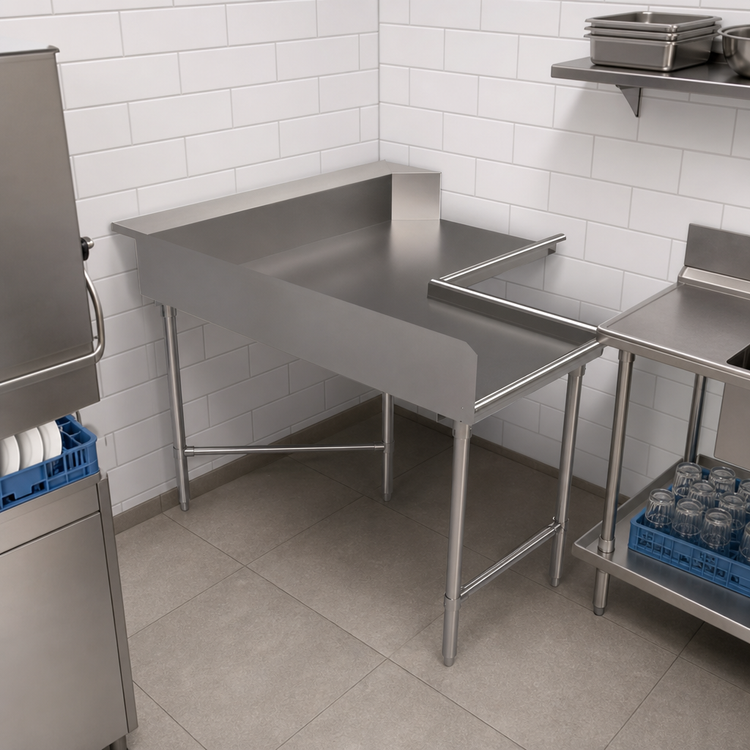 Product image #3 for BK Resources Corner L-Shaped Clean Dishtable, 60 x 48 Inches, Right-to-Left Operation