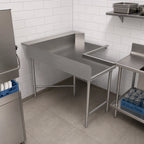 Thumbnail image #3 for BK Resources BKCDT6-C6048L Corner L-Shaped Clean Dishtable, 60 x 48 Inches, Right-to-Left, 16-Gauge 304 Stainless Steel, 10-Inch Backsplash