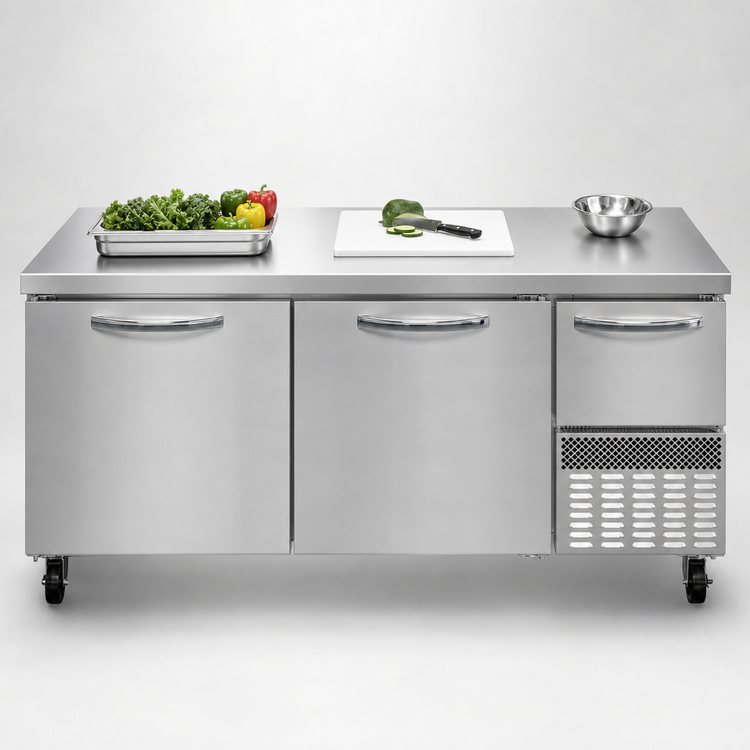 Product image #3 for Continental Refrigerator FA68SN 68" Shallow Depth Worktop Freezer with 2 Full & 1 Half Height Doors