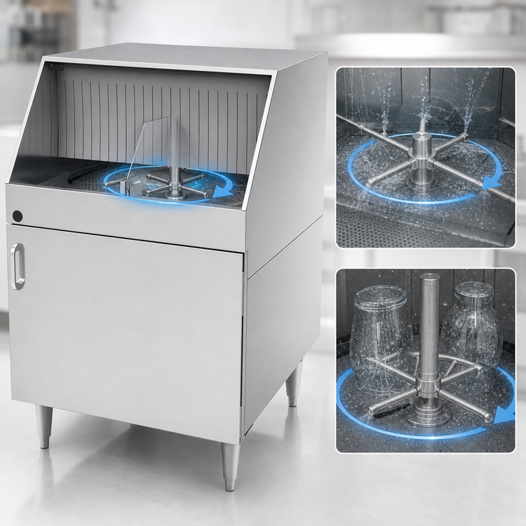 Product image #3 for Krowne Rotary Underbar Glass Washer, Low-Temp Chemical Sanitizing, 25 x 26 Inch