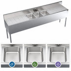 Thumbnail image #3 for Krowne Royal Series KR19-83C Three-Compartment Stainless Steel Underbar Sink with Dual 30-Inch Drainboards and Faucet, 96W x 19D