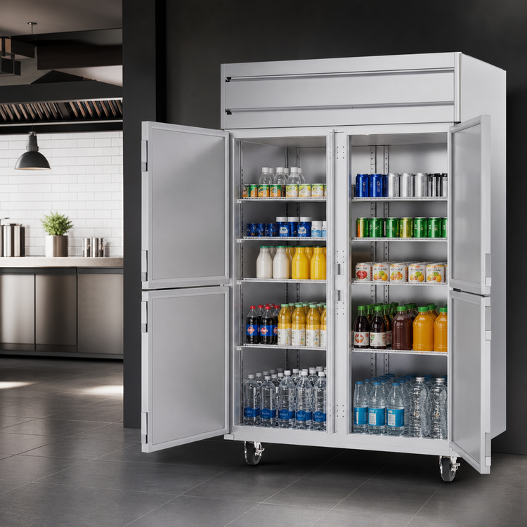 Product image #3 for Beverage-Air Horizon Series Two-Section Reach-In Refrigerator with Half Solid Doors, 45.2 Cu. Ft.