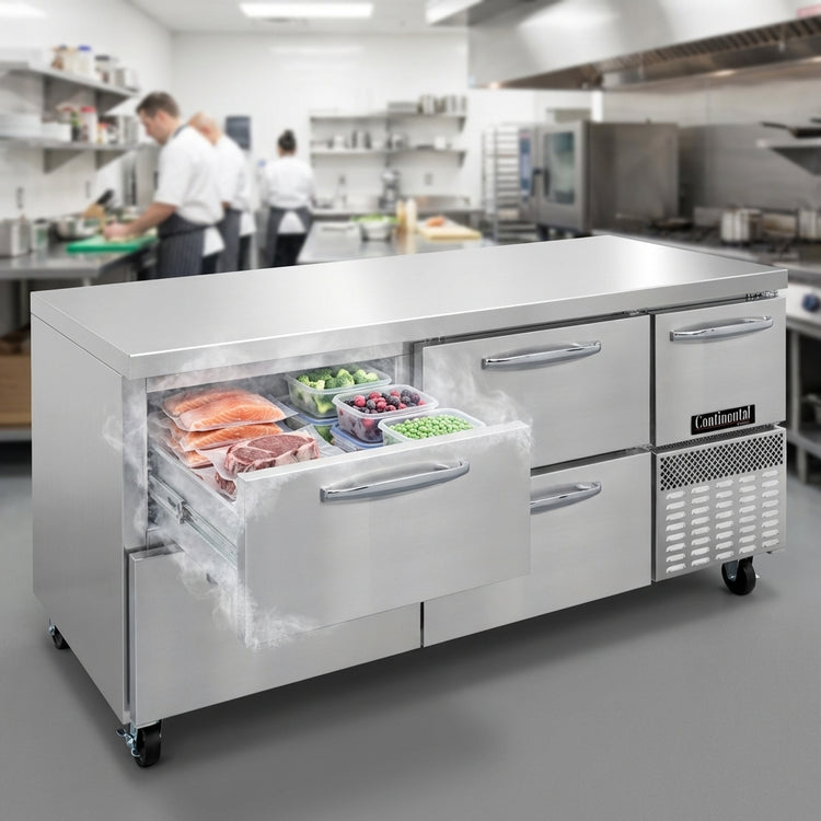 Product image #2 for Continental Refrigerator FA68SN-D 68" Shallow Depth Worktop Freezer with Drawers