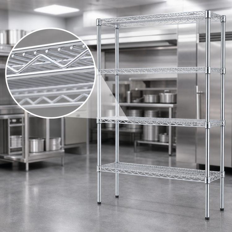 Product image #3 for Eagle Group 4-Tier Stationary Starter Wire Shelving Unit, 30 x 24 x 63 Inches, Chrome-Plated