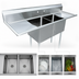 Thumbnail image #3 for Omcan USA 2-Compartment Pot Sink with Left and Right Drainboards, 24 x 24 x 14-Inch Bowls