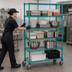 Thumbnail image #3 for Quantum Mobile Wire Shelving Cart, 60 x 24 x 69 Inches, 5 Shelves, Green Epoxy Coated